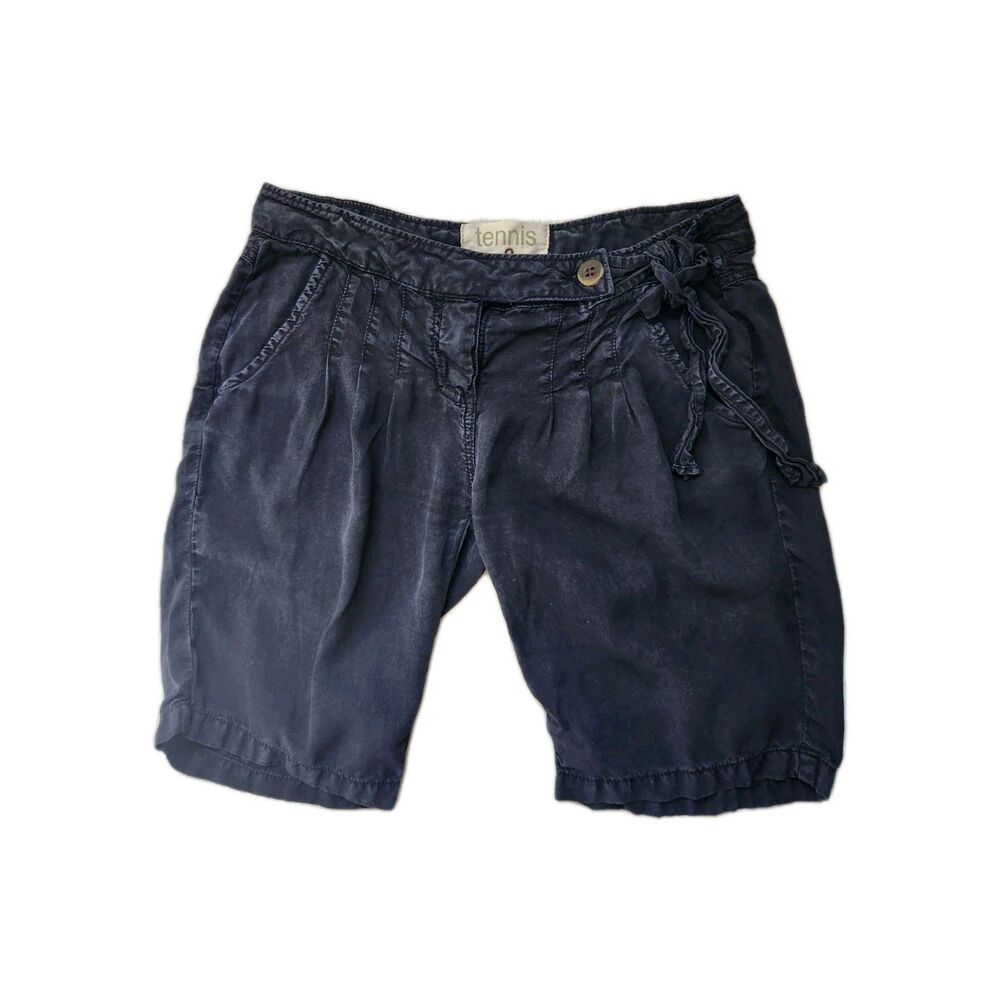 Tennis Brand Low Rise Navy Lyocell Shorts Womens 8 Lightweight Side Tie GUC